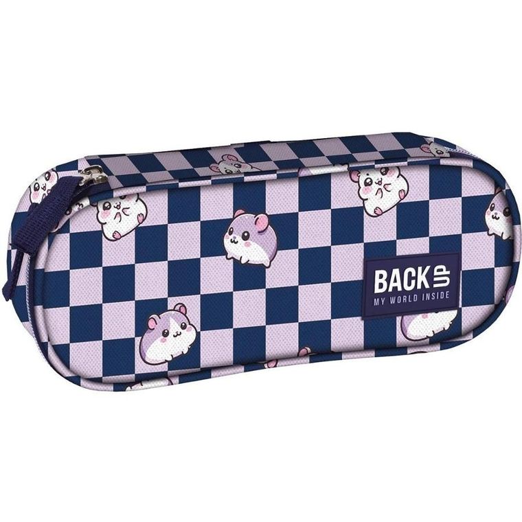 BackUp, piórnik, owalny, Chomiczki Szachownica