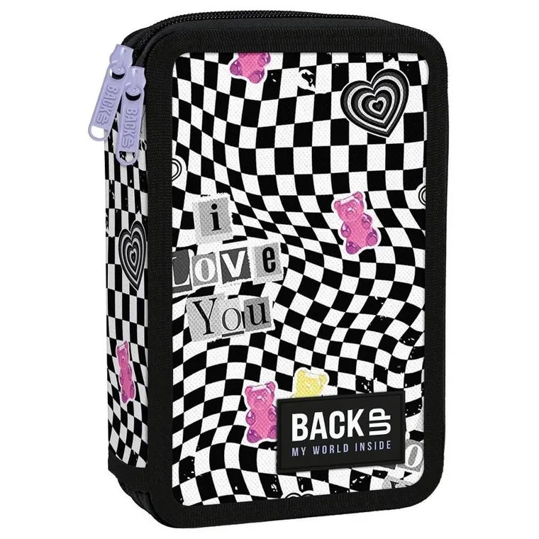 BackUp, piórnik rozkładany, podwójny, z wyposażeniem, Gumi Kratka