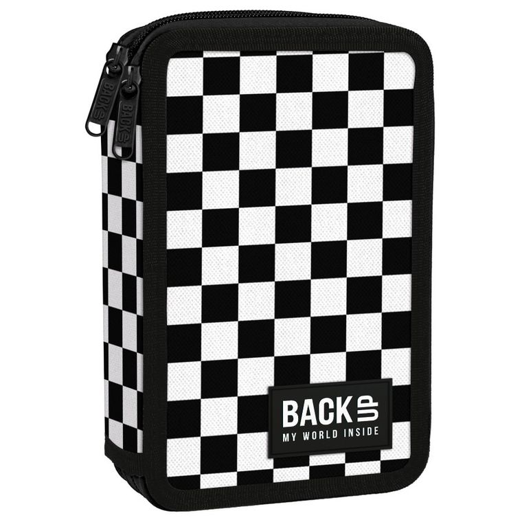BackUp, piórnik rozkładany, podwójny, z wyposażeniem, Szachownica