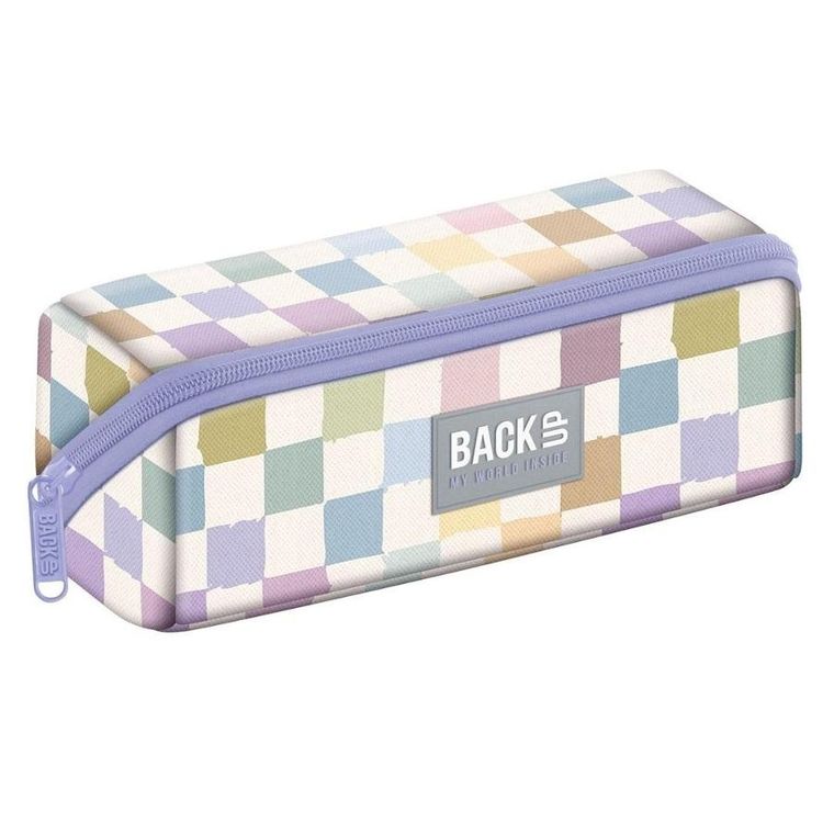 BackUp, piórnik saszetka, 2-komorowy, Pastelowa Kratka