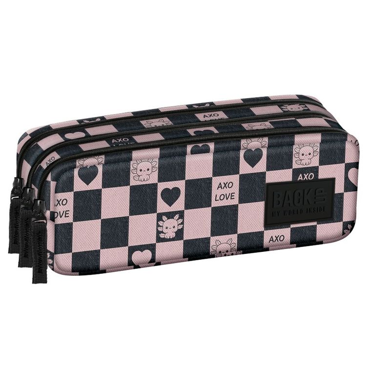 BackUp, piórnik saszetka, 3-komorowy, Axolot Heart