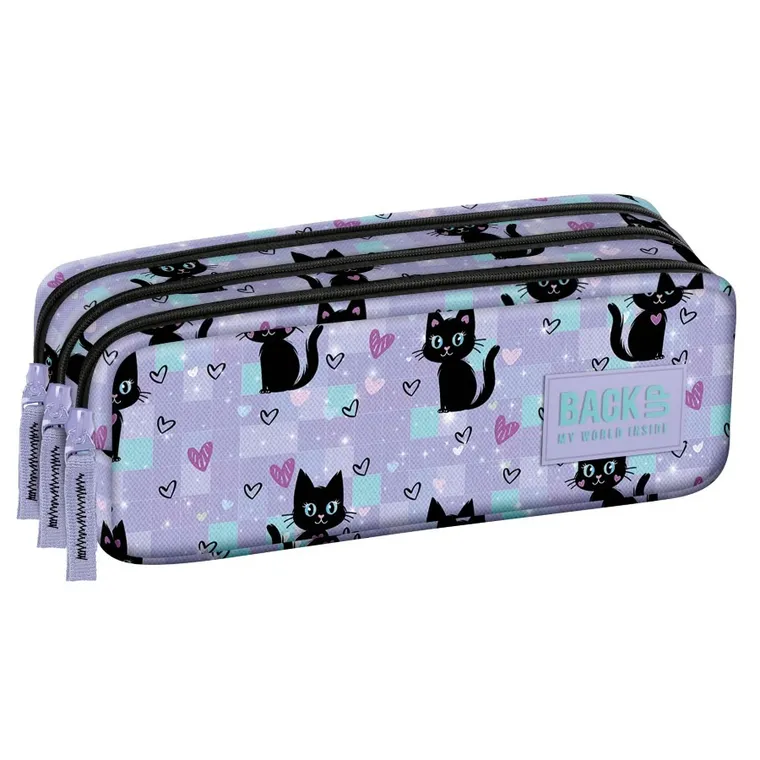 BackUp, piórnik saszetka, 3-komorowy, Magic Cats