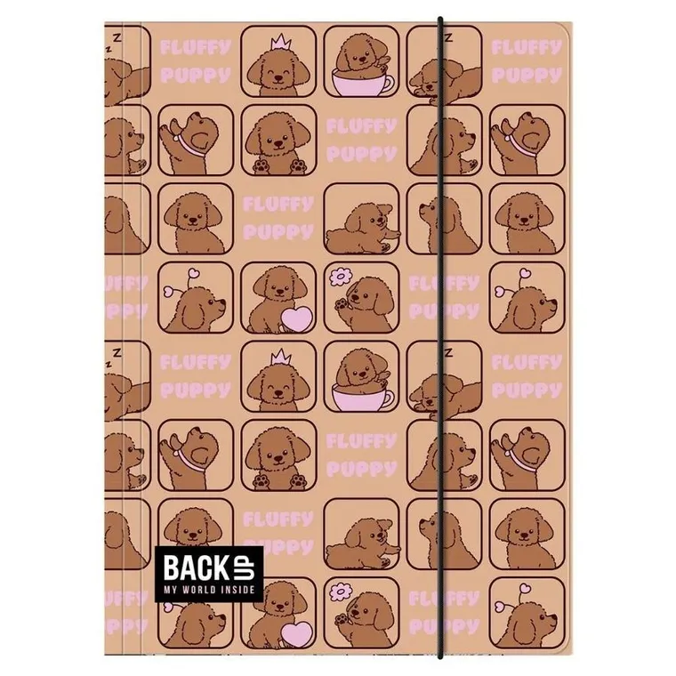 BackUp, teczka z gumką A4, Fluffy Puppy, 1 szt.