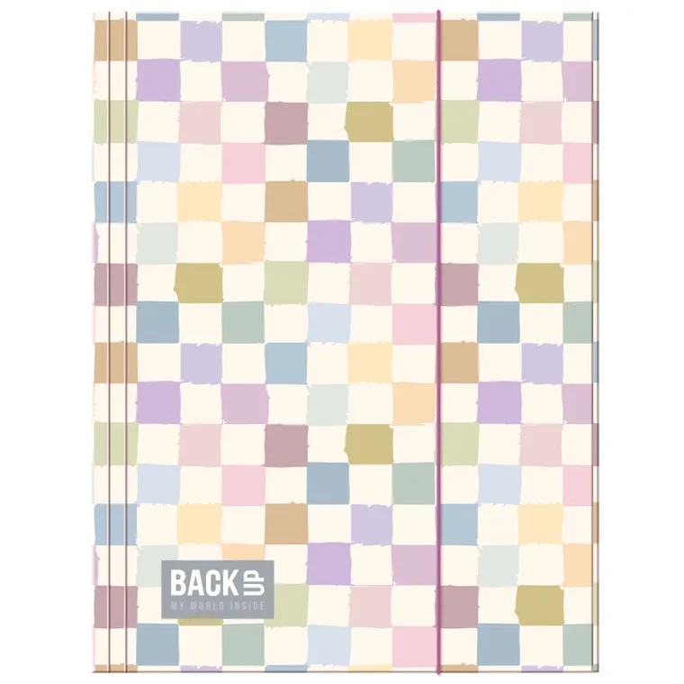 BackUp, teczka z gumką A4, Pastelowa Kratka