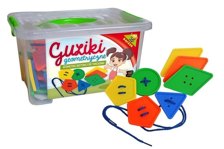 Bączek, guziki geometryczne, zabawka edukacyjna, 94 elementy
