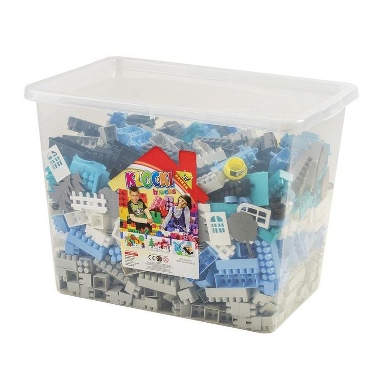 Bączek, klocki w giga pojemniku, pastelowe, 1000 elementów