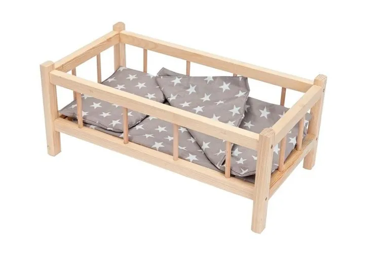 Bączek, łóżeczko dla lalek, zestaw z pościelą