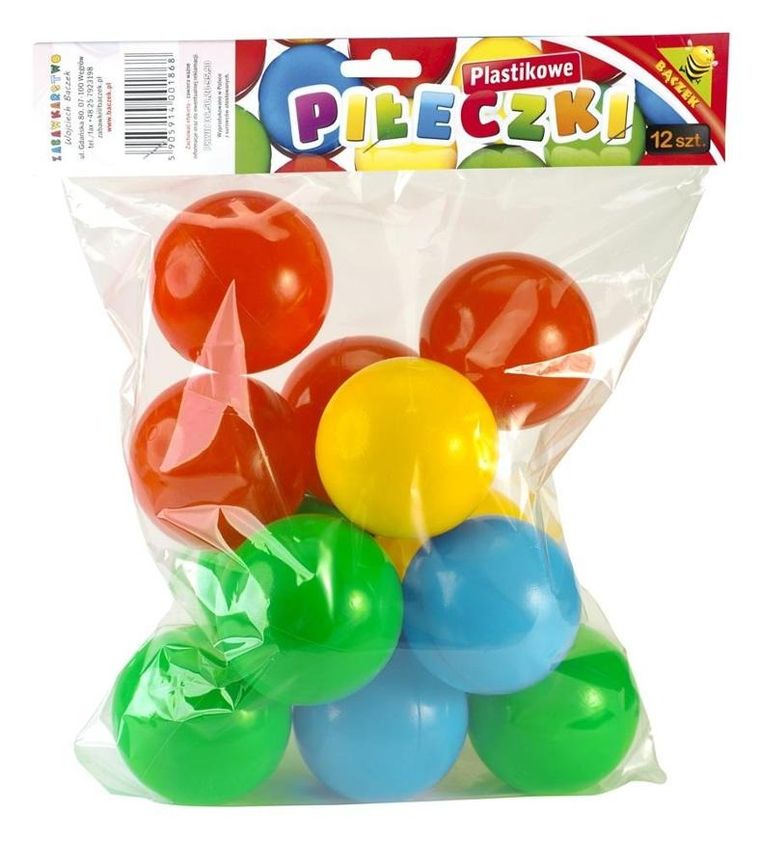 Baczek, piłki basenowe, 7 cm, 12 szt.