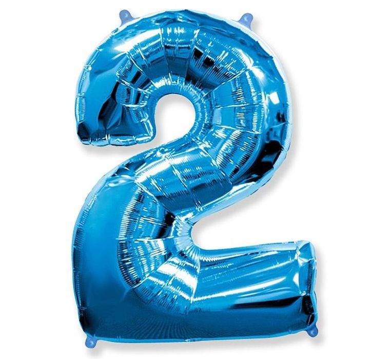 Balon foliowy, cyfra 2, niebieski, 86 cm