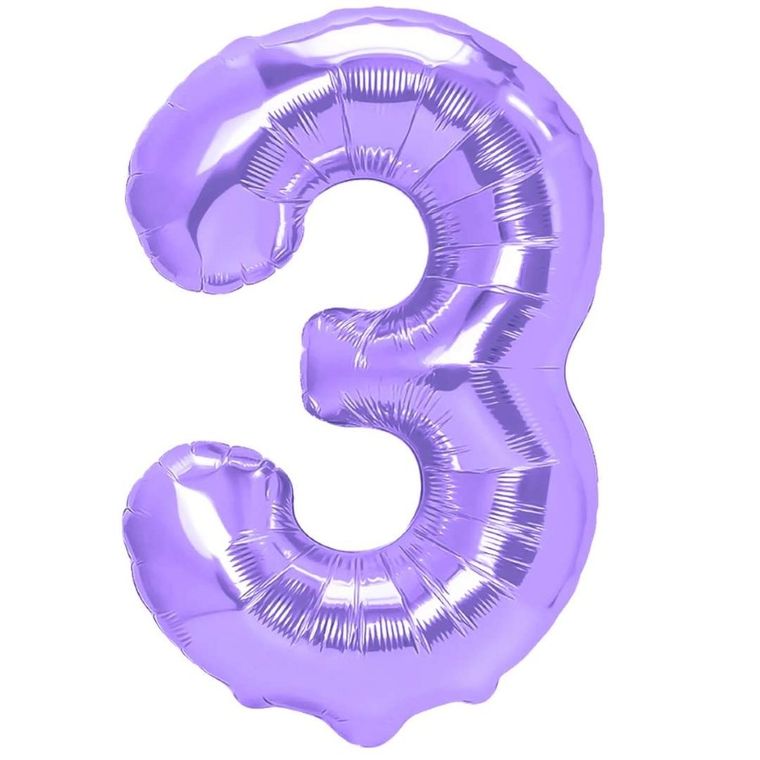 Balon foliowy, cyfra 3, fioletowy, 100 cm