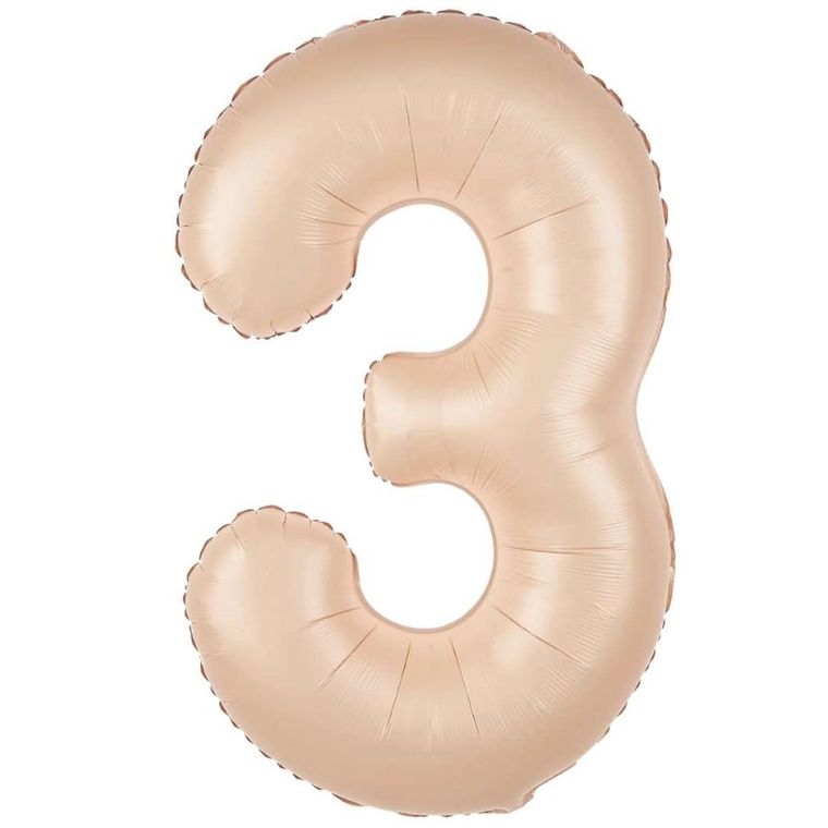 Balon foliowy, cyfra 3, karmelowy, 100 cm