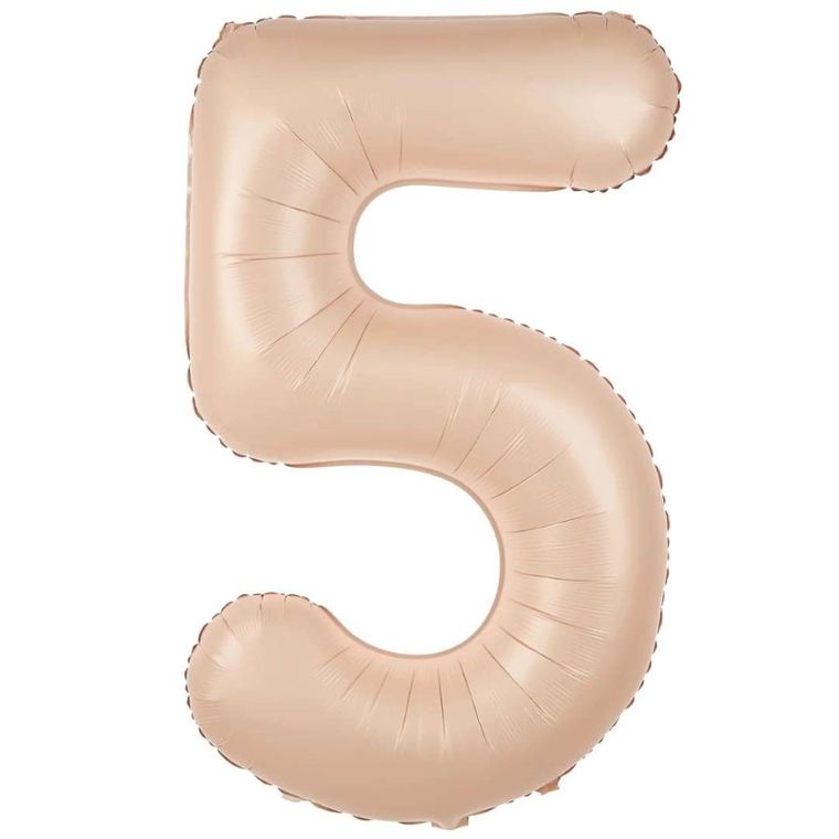 Balon foliowy, cyfra 5, karmelowy, 100 cm