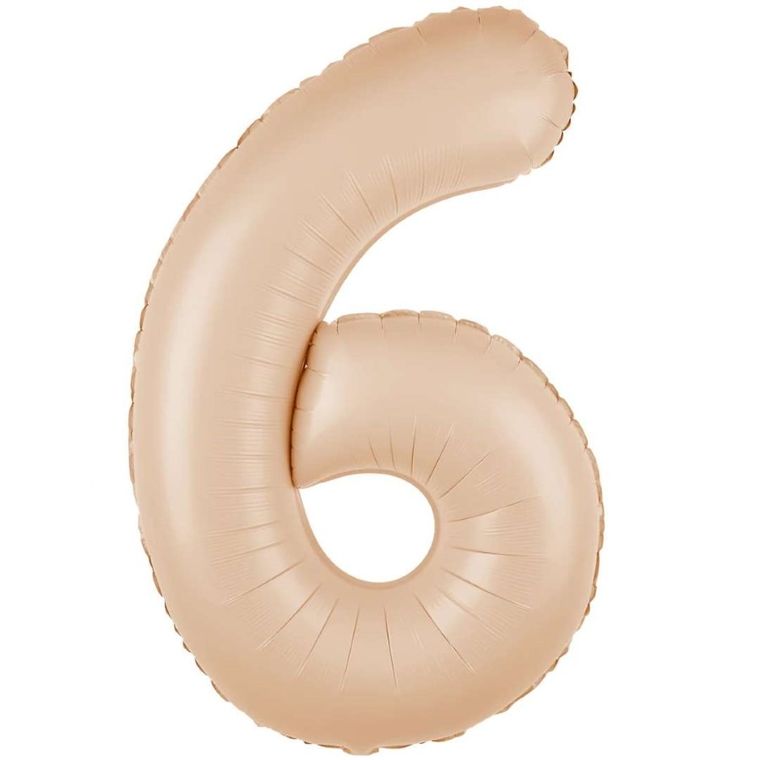 Balon foliowy, cyfra 6, karmelowy, 100 cm