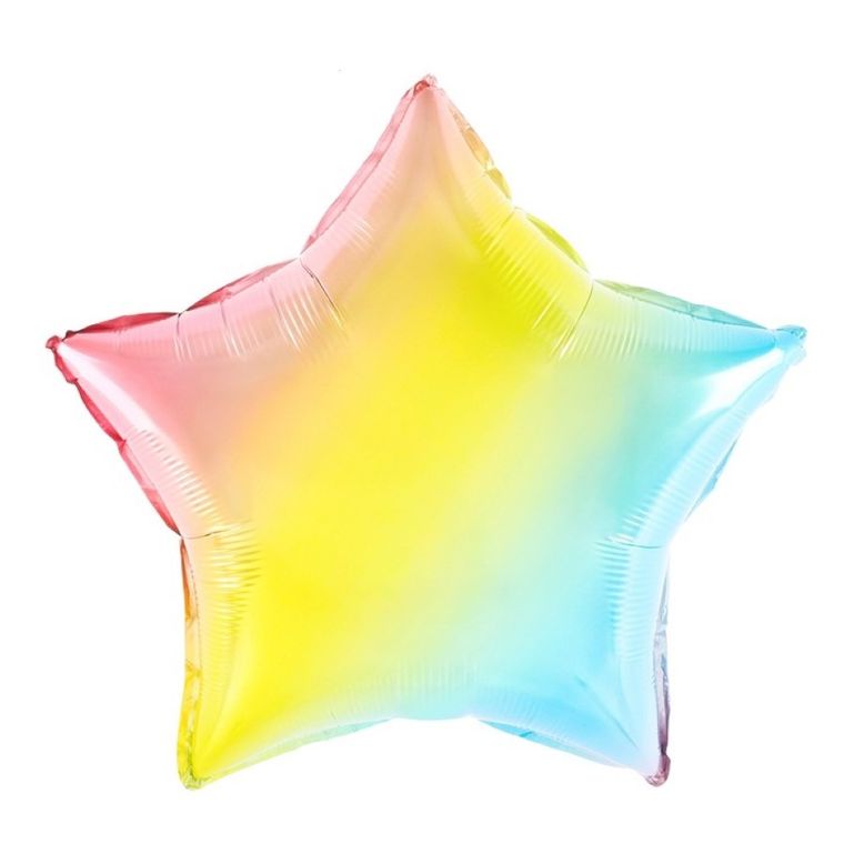 Balon foliowy, gwiazdka, kolorowa tęczowa, 45 cm