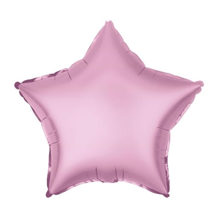 Balon foliowy, gwiazdka, różowa, matowa, 45 cm