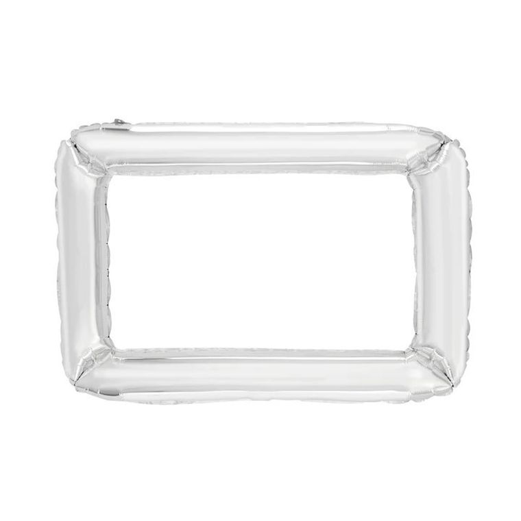 Balon foliowy, ramka srebrna, fotobudka, 87-72 cm