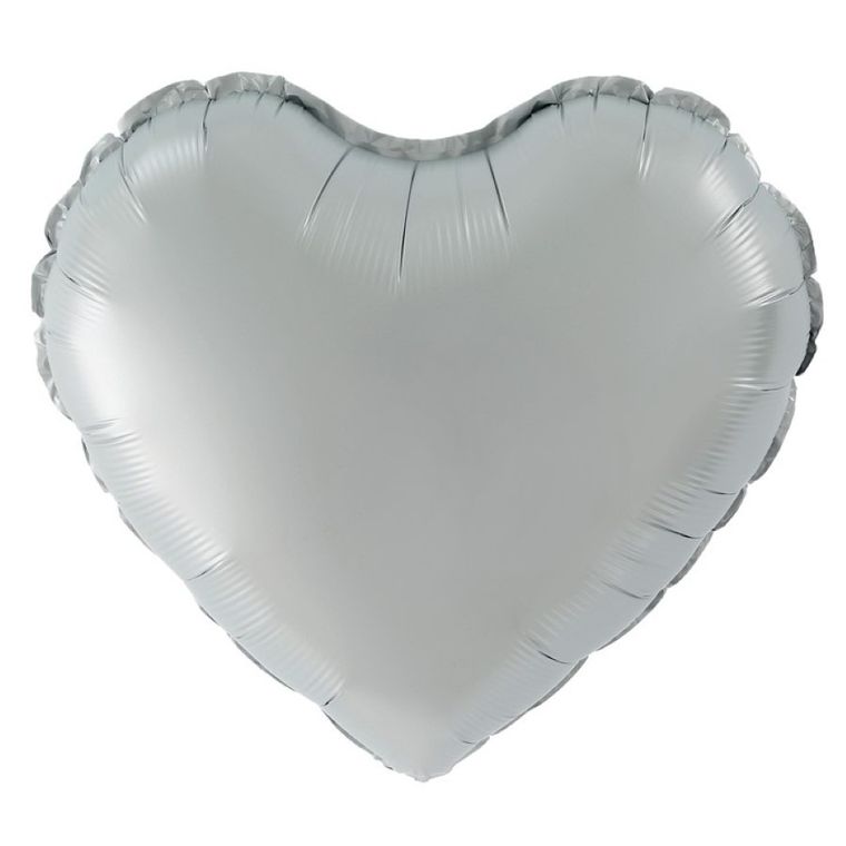 Balon foliowy, serce, srebrne, matowe, 45 cm