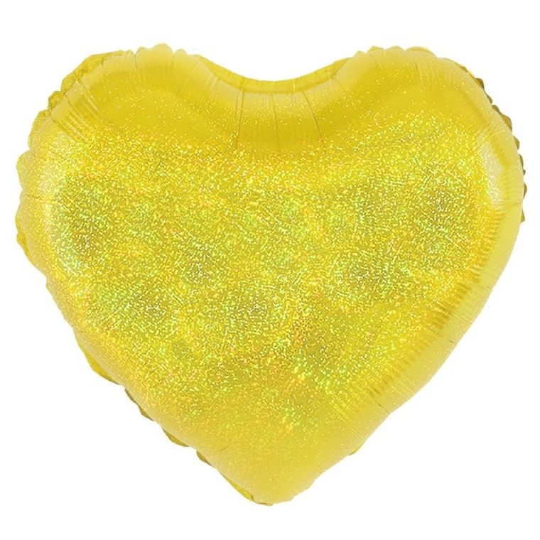 Balon foliowy, serce, złote, holograficzne, 45 cm
