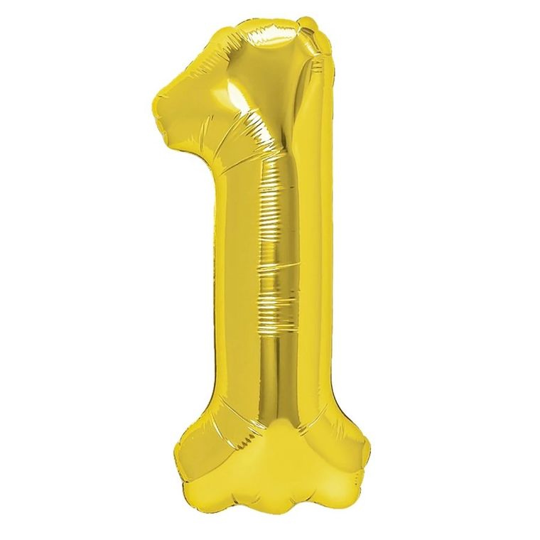 Balon foliowy, w kształcie cyfry 1, złoty, 100 cm