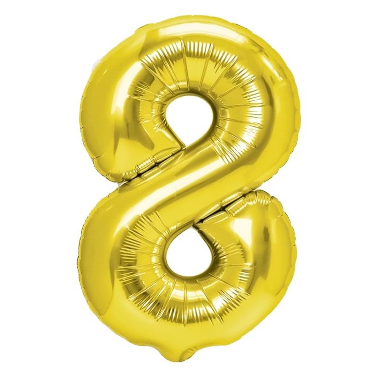 Balon foliowy, w kształcie cyfry 8, złoty, 100 cm