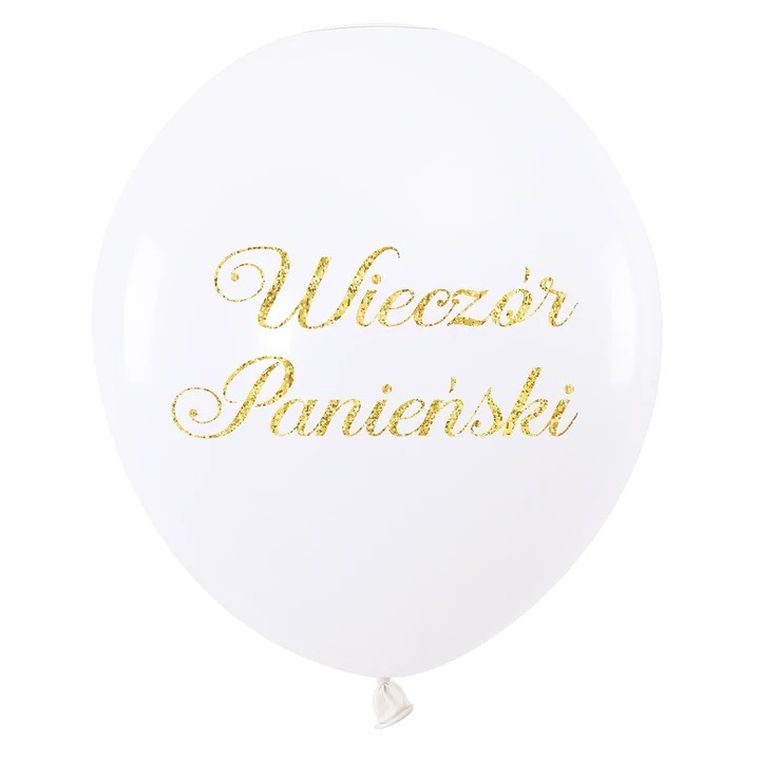 Balon lateksowy, napis Wieczór Panieński, biały