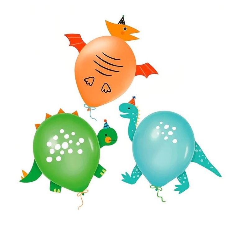 Balony lateksowe z dodatkami, dinozaury, 30 cm, 3 szt.