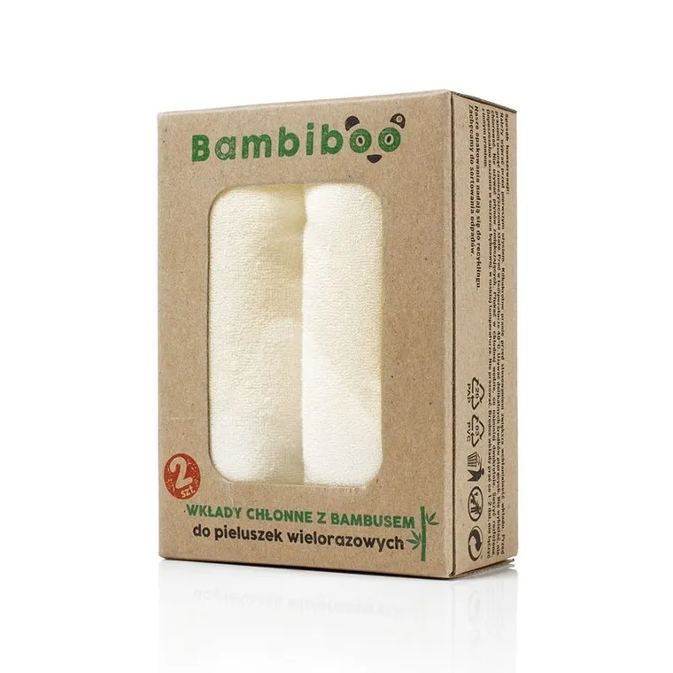 Bambiboo, wkłady chłonne do pieluszek wielorazowych, bambus, 2 szt.