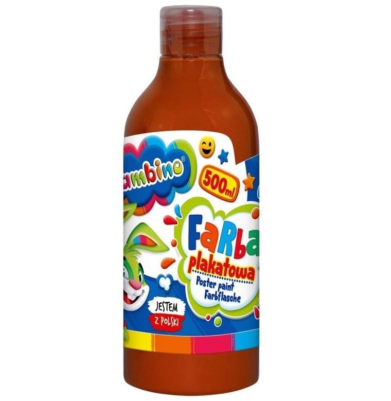 Bambino, farba plakatowa, butelka, brązowa, 500 ml