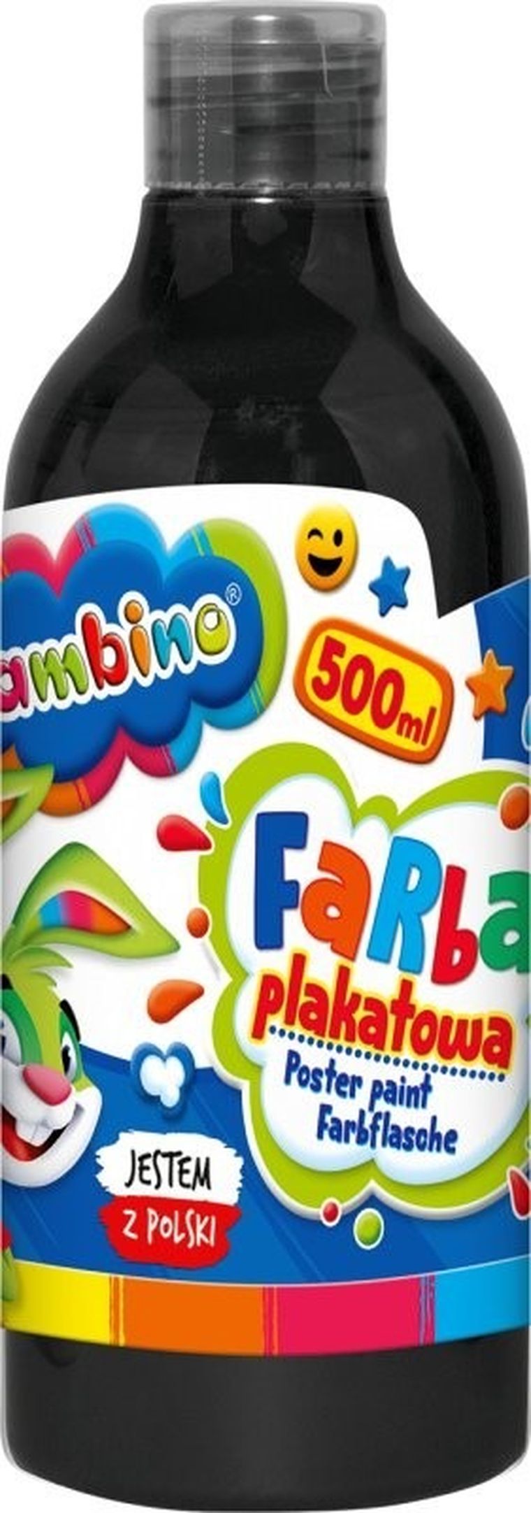 Bambino, farba plakatowa, butelka, czarna, 500 ml