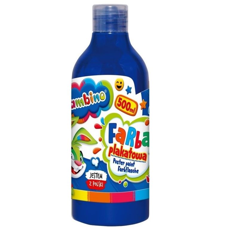 Bambino, farba plakatowa, butelka, niebieska, 500 ml