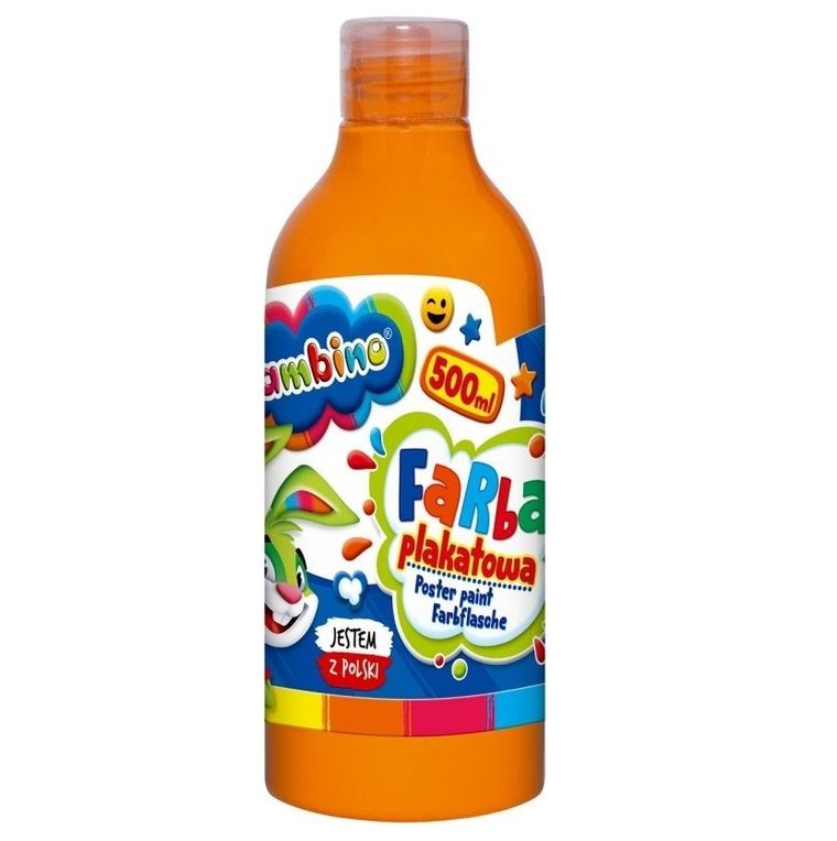 Bambino, farba plakatowa, butelka, pomarańczowa, 500 ml
