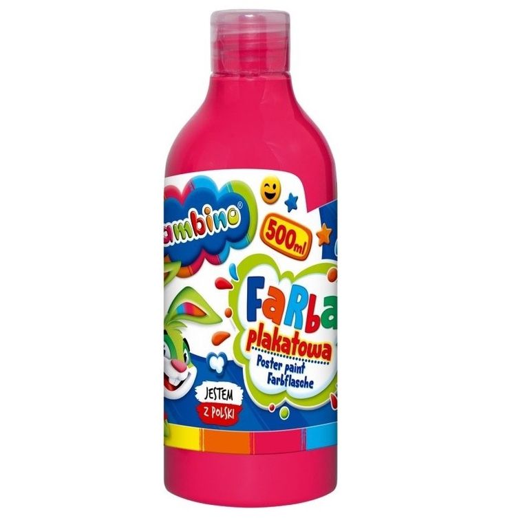 Bambino, farba plakatowa, butelka, różowa, 500 ml