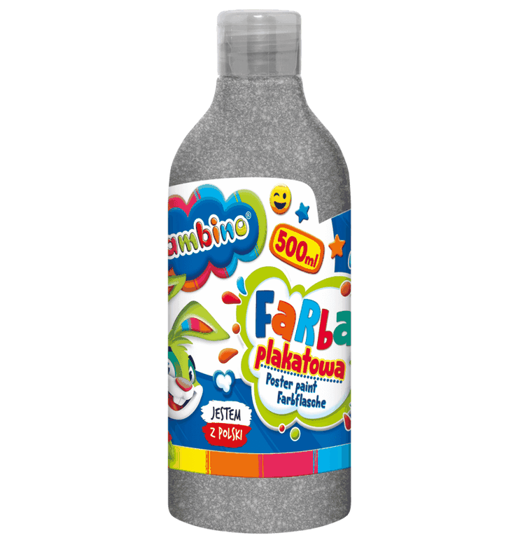 Bambino, farba plakatowa, srebrna, 500 ml