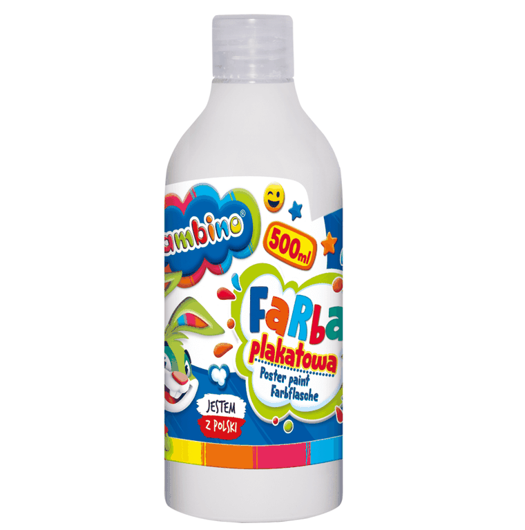 Bambino, farba plakatowa, w butelce, biała, 500 ml