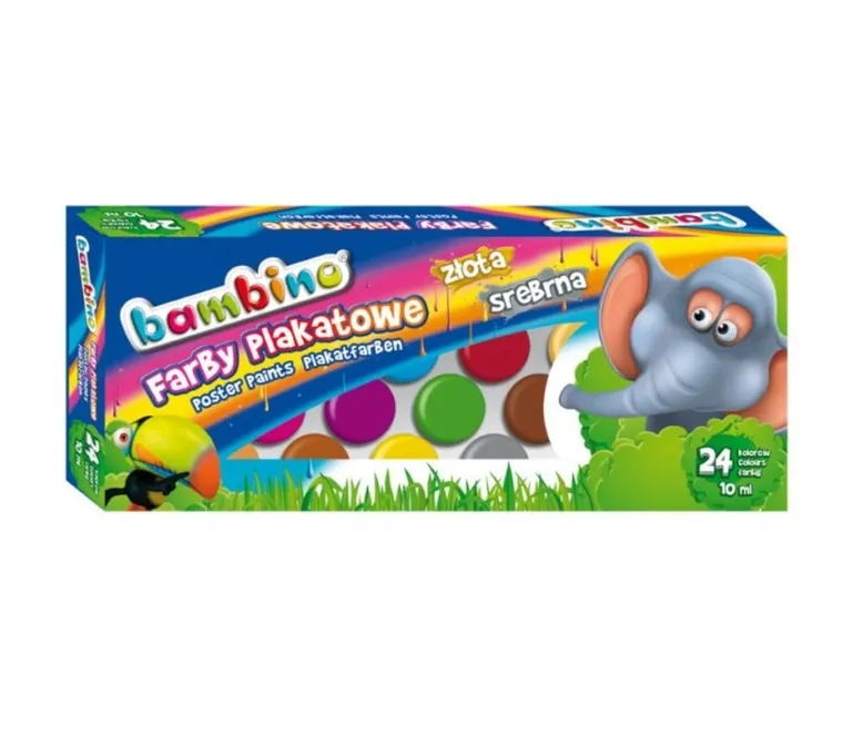 Bambino, farby plakatowe, 24 kolory, 10 ml
