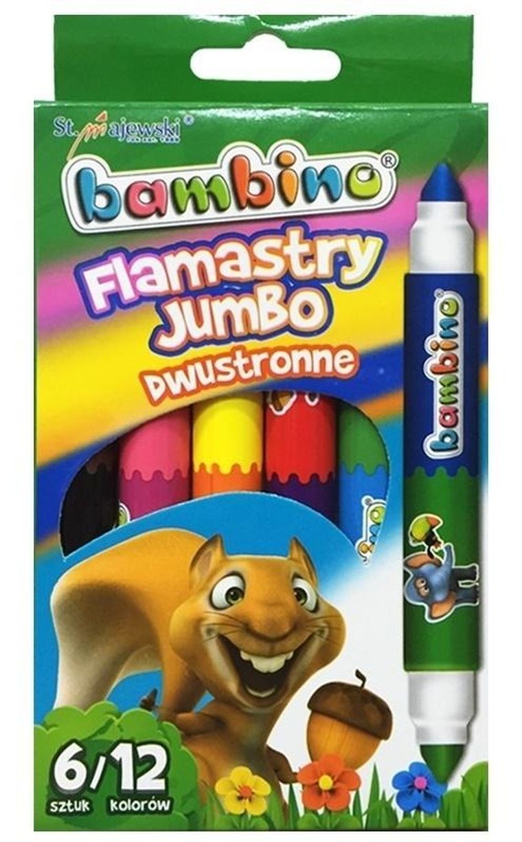 Bambino, flamastry dwustronne Jumbo, 6/12 kolorów