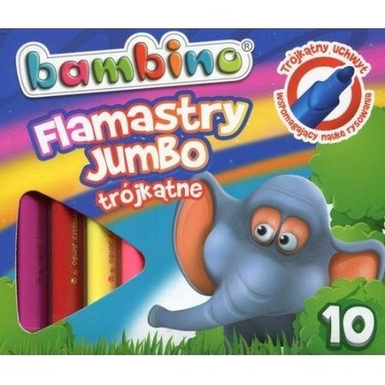 Bambino, flamastry trójkątne Jumbo, 10 kolorów