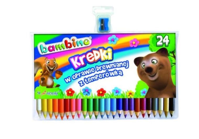 Bambino, kredki drewniane, temperówka, 24 kolory