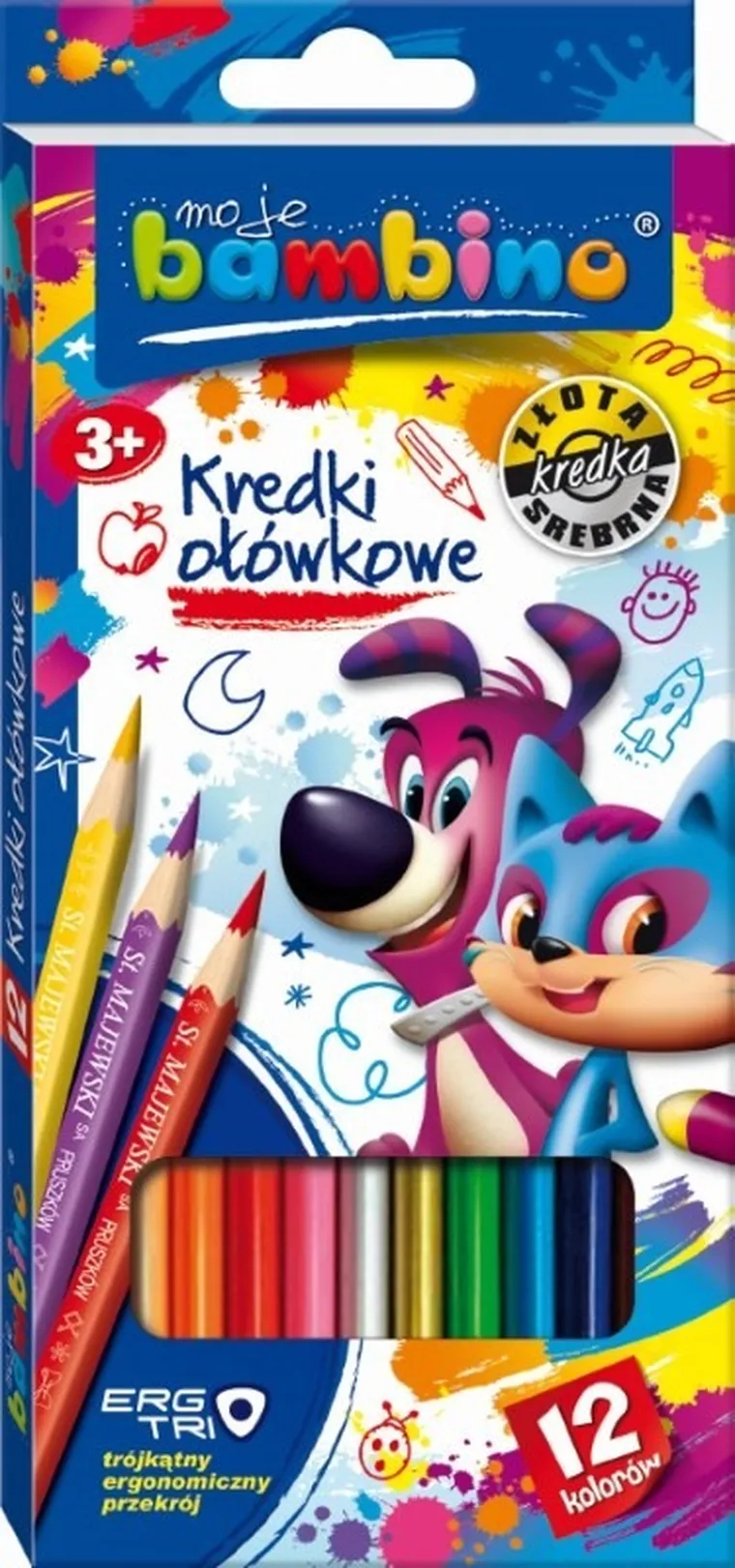 Bambino, kredki ołówkowe trójkątne, 12 kolorów