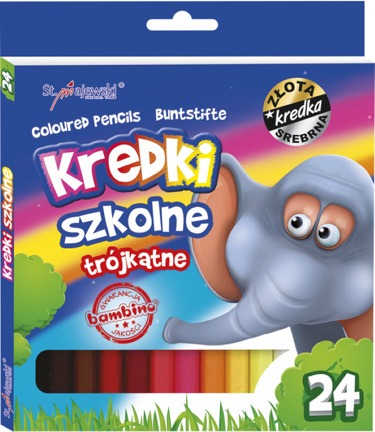 Bambino, kredki ołówkowe, trójkątne, 24 kolory