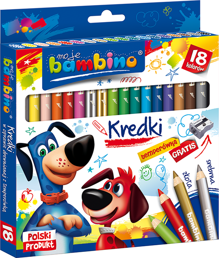 Bambino, kredki ołówkowe z temperówką, 18 kolorów