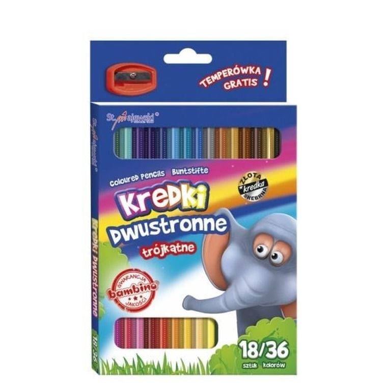 Bambino, kredki trójkątne dwustronne, 18/36 kolorów