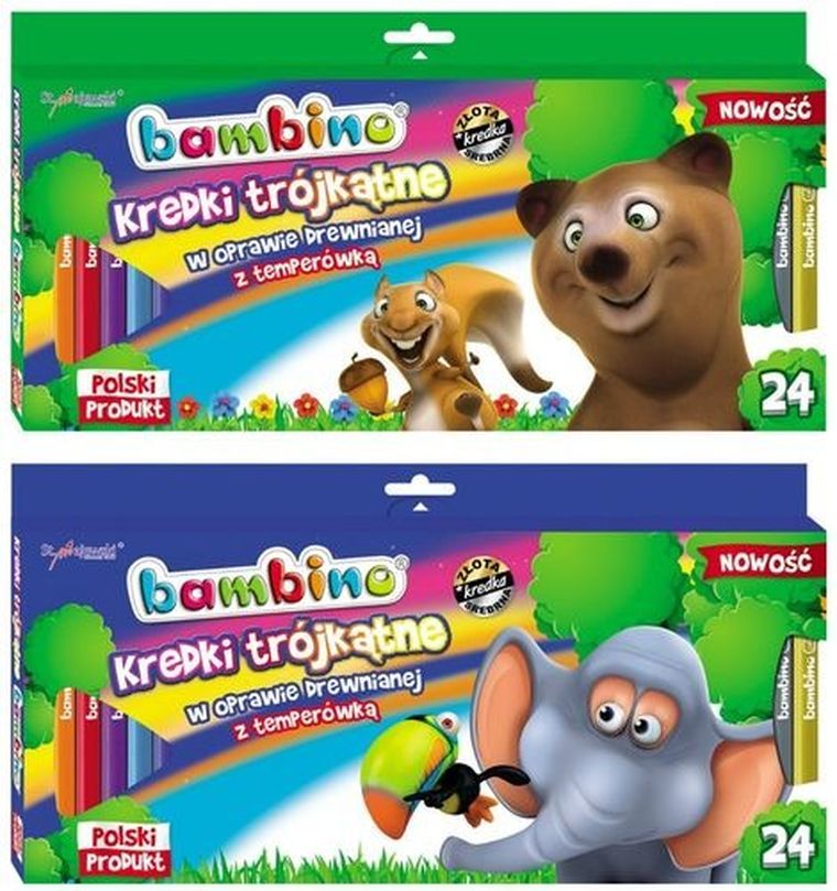 Bambino, kredki trójkątne z temperówką, 24 szt.