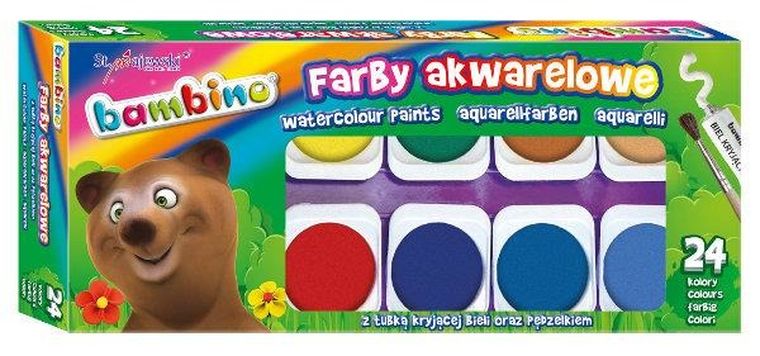 Bambino, Mini Zoo, farby akwarelowe, 24 kolory