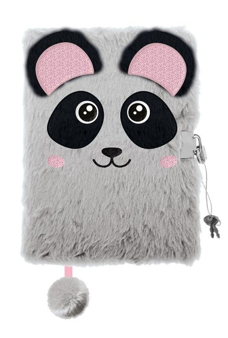 Bambino, pamiętnik z kłódką 3D, włochacz, A5, panda