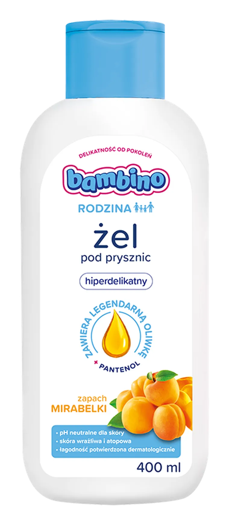 Bambino, Rodzina, żel pod prysznic hiperdelikatny, zapach mirabelki, 1000 ml