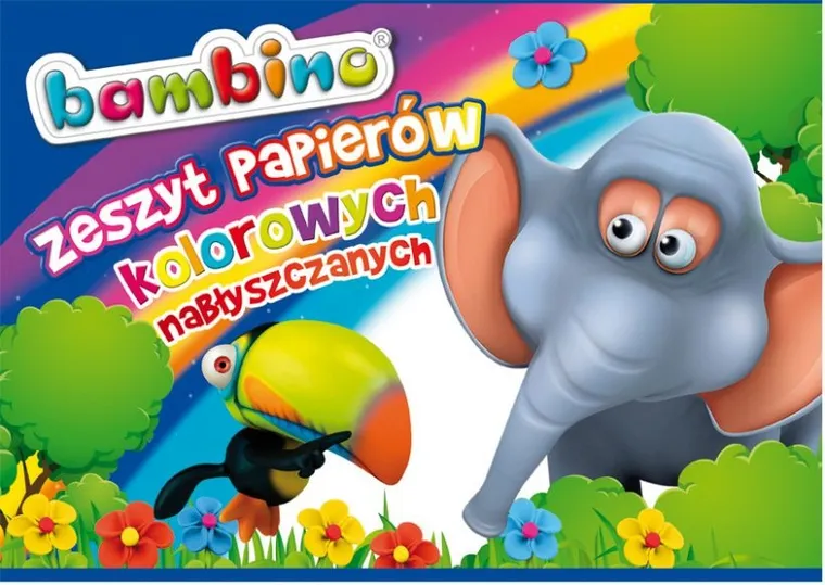 Bambino, zeszyt papierów kolorowych, nabłyszczanych, A4, 10 kartek