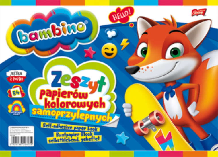 Bambino, zeszyt papierów kolorowych, samoprzylepnych, B4