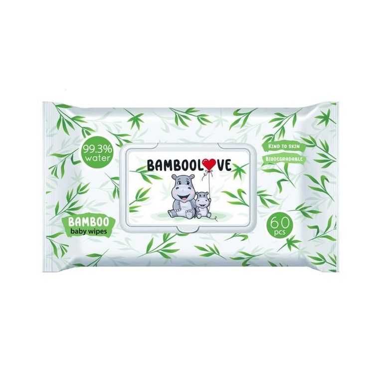 BambooLove, bambusowe chusteczki nawilżane, 60 szt.