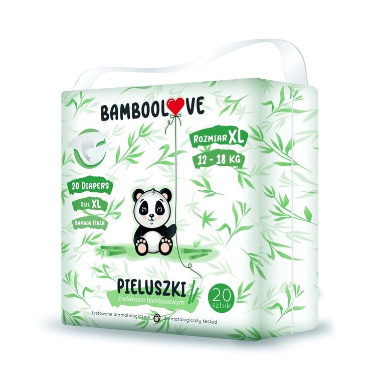 BambooLove, pieluszki bambusowe, jednorazowe, rozmiar XL, 20 szt.
